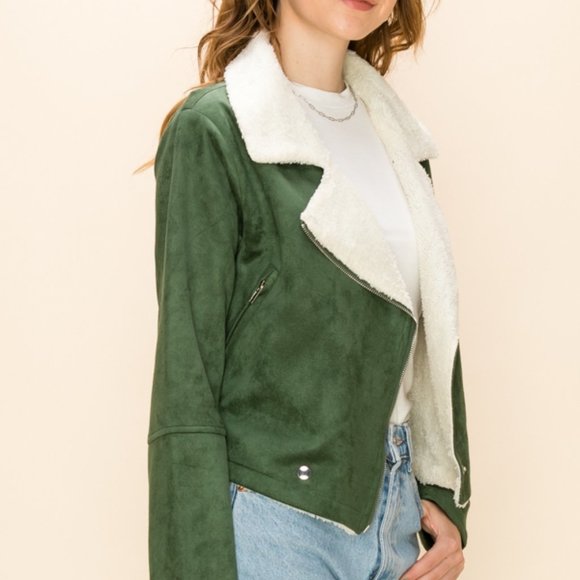 MAUVE Faux Fur Biker Bomber - Picture 4 of 6